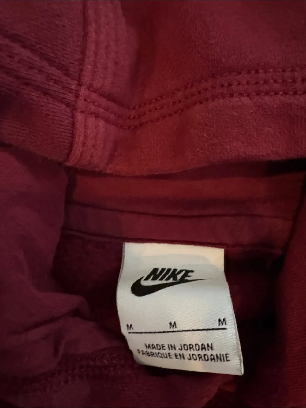 Boys Nike Burgundy Pullover Hoodie with Gray and Black Logo
